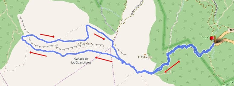 mapa de senderismo Fortaleza