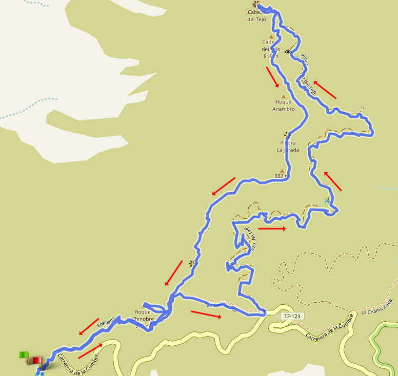 mapa de senderismo Chinobre