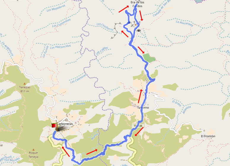 mapa de senderismo Roque Taborno