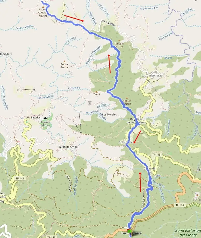 mapa de senderismo Chinamada