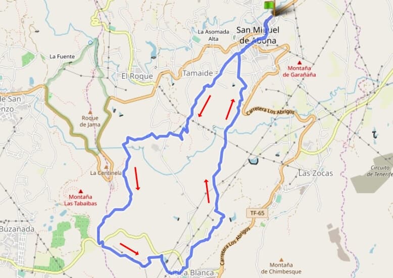 mapa de senderismo Aldea Blanca