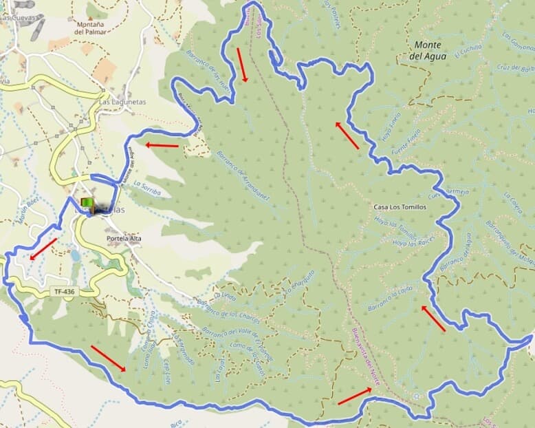 mapa de senderismo Monte del Agua